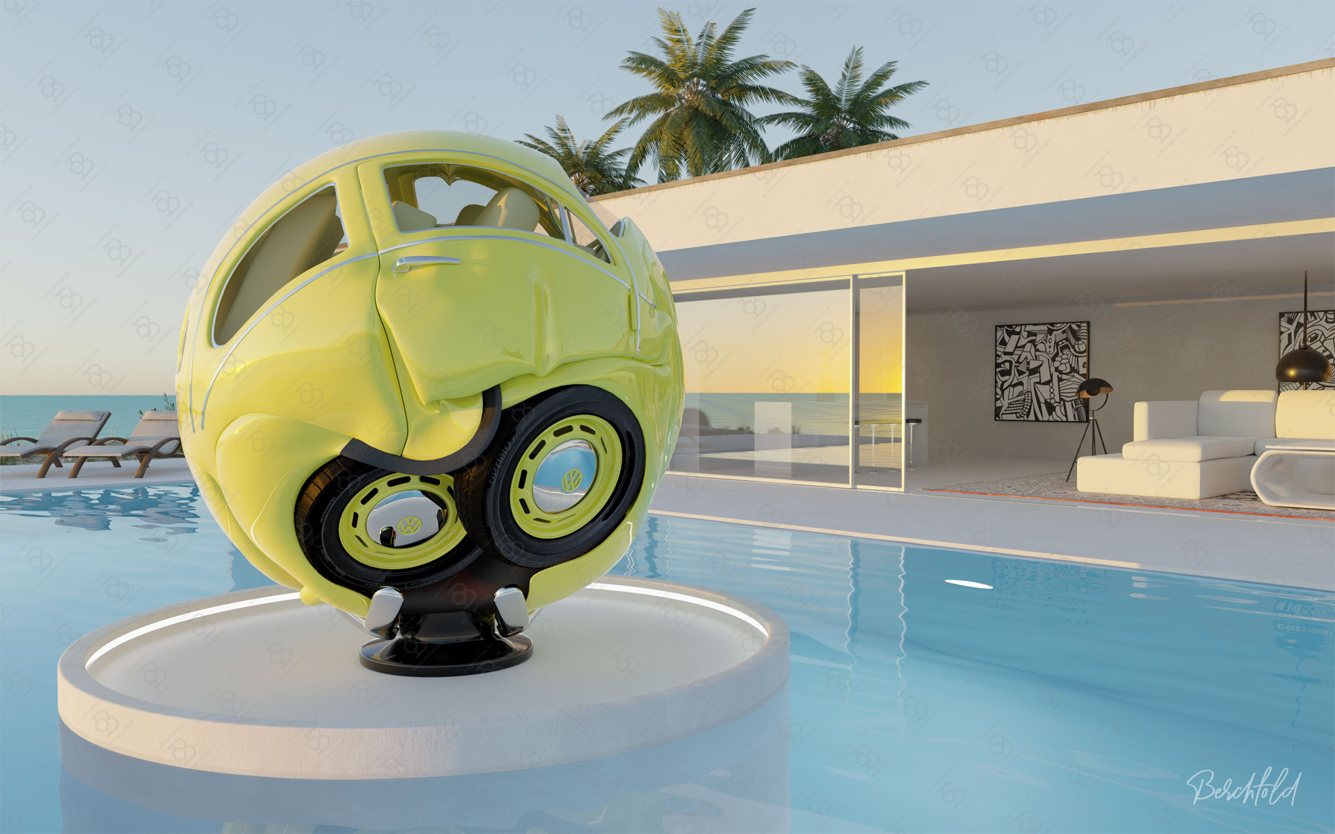 Beetle Sphere Pool Scene -Cam 3 Made with Blender 3.4 (Renderer Cycles) © Oliver Berchtold